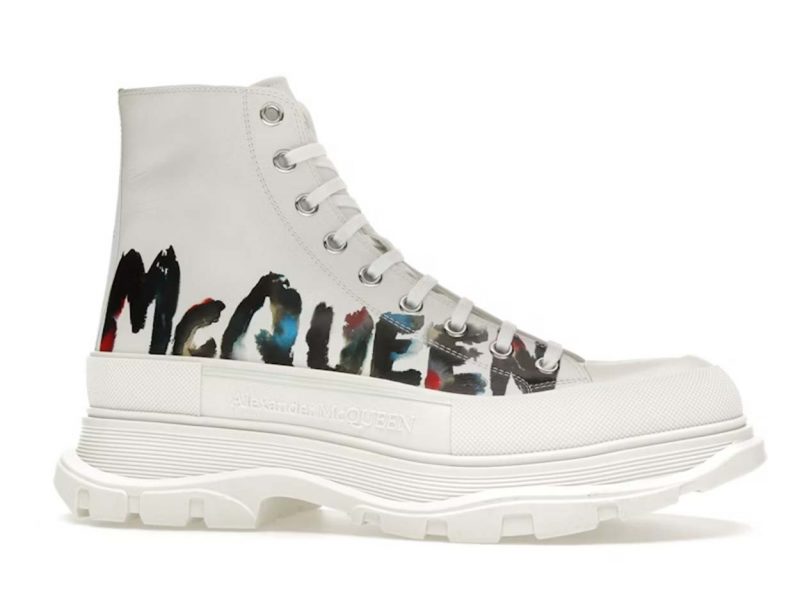 Alexander McQueen Tread Slick Boot Graffiti White Multicolor