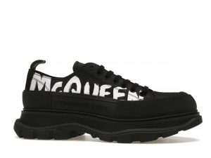 Alexander McQueen Tread Slick Low Lace Up Graffiti Black Black White