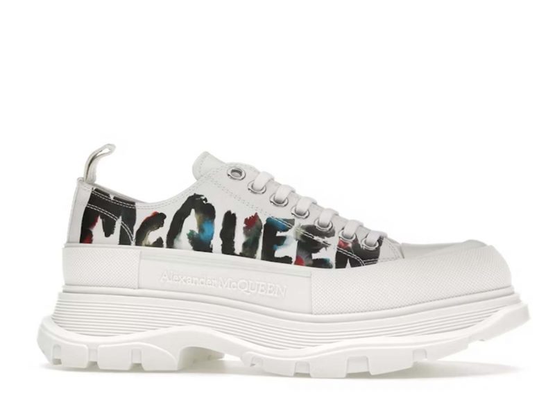 Alexander McQueen Tread Slick Low Lace Up White Grafitti