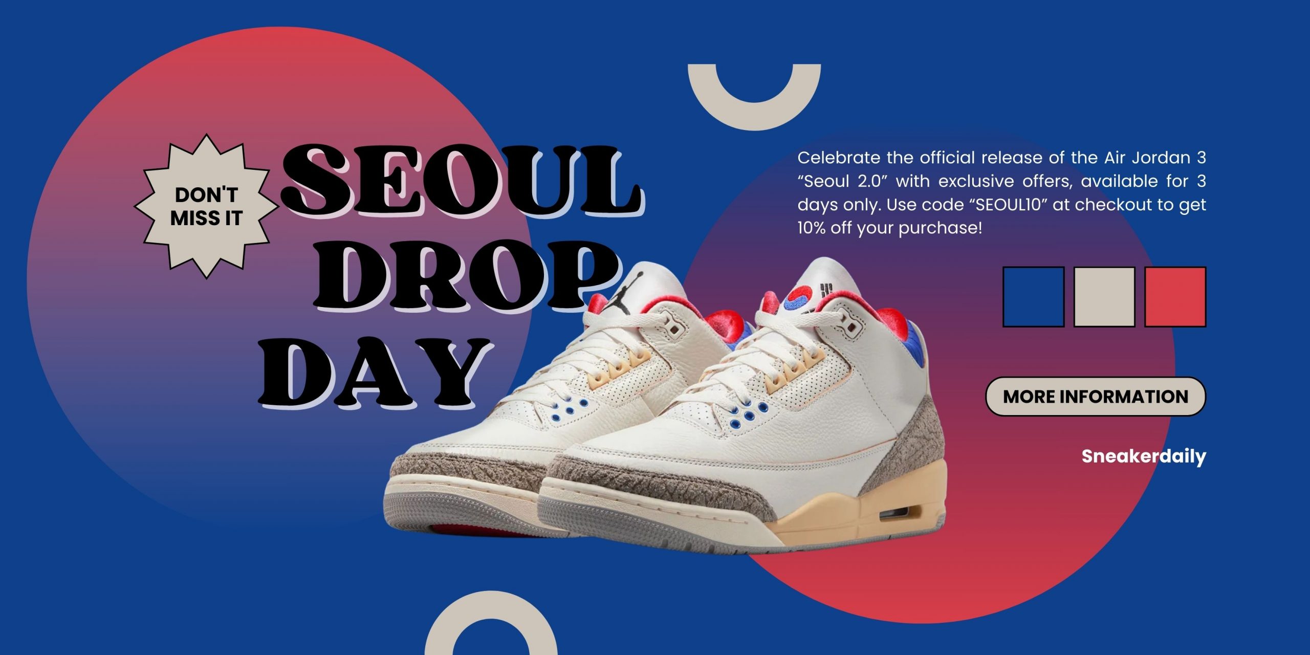 Banner Jordan 3 Seoul Drop Day