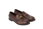 Vintage effect leather penny loafers Ebony 1.jpg