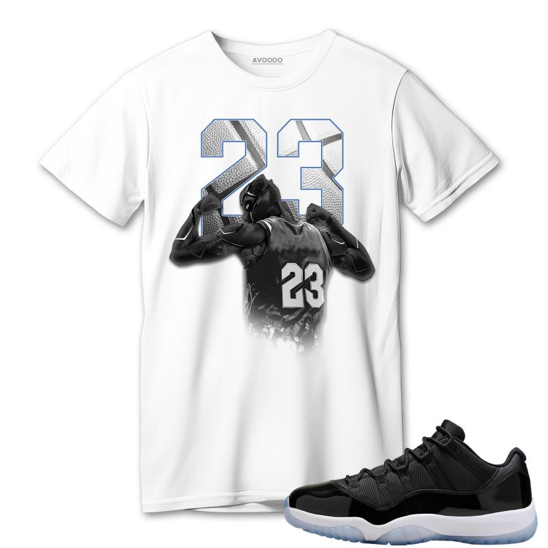 aj 11 low space jamz t shirt match number 23 panther rhea5.jpeg