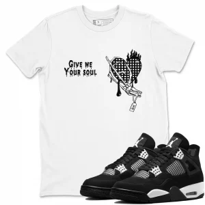 give me your soul air jordan 4 white thunder sneaker matching t shirt black 3gjd5.webp